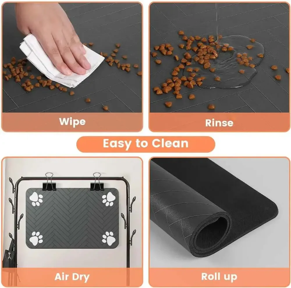 Pet Feeding Mat-Absorbent Pet Placemat for Food and Water Bowl with Waterproof R